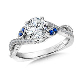 Diamond And Blue Sapphire Engagement Ring